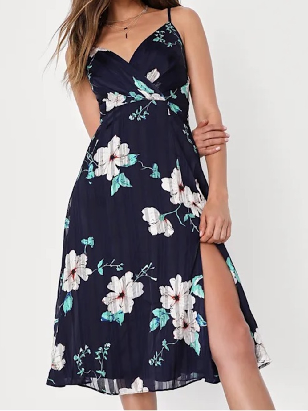 All About Love Navy Blue Floral Print Midi Dress